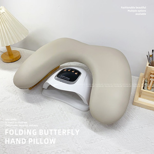 Cojín de sofá de cuero biselado estilo ruso, almohada de mano en forma de U, diseño de mariposa plegable para decoración de uñas, especial para escritorio. - Product Image 5