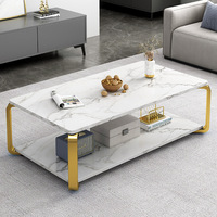 Modernes Minimalistisches Couchtisch-Set für Kleine Wohnungen mit Stauraum, Holzplatte und Metallrahmen, Luxuriöse Wohnzimmermöbel
