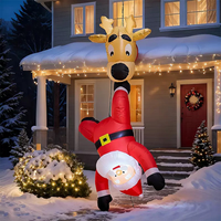 Décoration de Noël gonflable extérieure Père Noël grimpant avec sac de cadeaux, en tissu Oxford imperméable, éclairage LED, pour jardin et pelouse