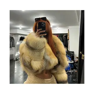 New Trendy real crop fur coat High waist high quality multiple color woman cropped fur coats