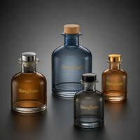 Diffuseur d'aromathérapie en verre rond de luxe 50ml/100ml/150ml/250ml avec bouchon en polymère, boîte d'emballage personnalisée avec logo
