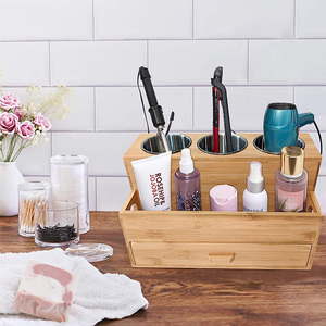 Support de rangement multifonctionnel en bambou pour sèche-cheveux, organisateur de cuisine et de salle de bain, pour maquillage et articles de toilette - Product Image 2
