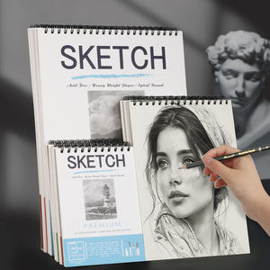 Professionnels 24 feuilles 110gsm tampons de papier à <span class=keywords><strong>dessin</strong></span> Art <span class=keywords><strong>dessin</strong></span> carnet de croquis couverture rigide carnet de croquis haut spirale bloc-notes - Product Image 5