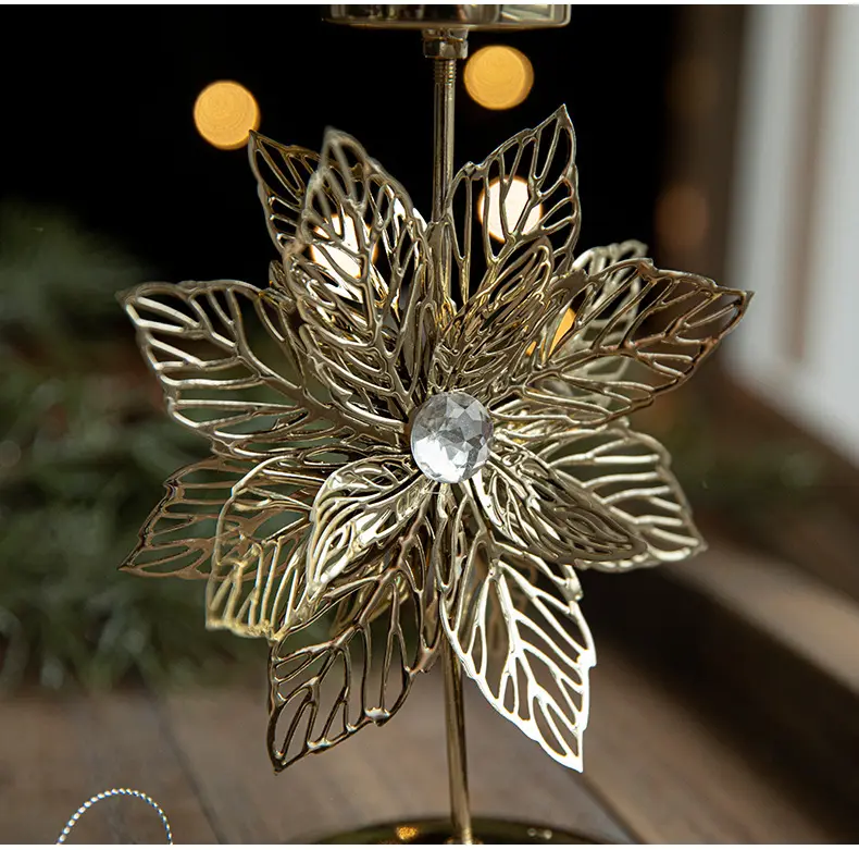 Minimalista natale decorazione per la casa porta candele ornamenti in metallo artigianato ferro fiocco di neve forma albero di Natale candelabri di natale