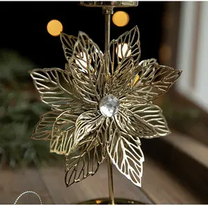 Minimalistische Kerst Huisdecoratie Kaarshouder Ornamenten Metalen Ambachten Ijzer Sneeuwvlok Xmas Boom Vorm Kerst Kandelaars