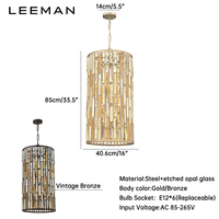 Lustre cylindrique en cristal de luxe pour salon de villa, lampe suspendue LED E12 dorée, hauteur réglable, intensité variable, pour maison, hôtel, bar