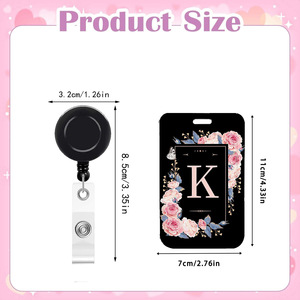 In-stock, printable letter K pattern nurse gift retractable <b>ID</b> keychain plastic card <b>holder</b> set wholesale - Product Image 2