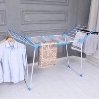 Séchoir à Linge Métallique Intérieur Pliable Type Aile sur Pied pour Vêtements et Linge, Installation Facile