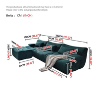 Canapé modulaire extra profond en velours côtelé avec mousse à mémoire de forme haute densité, pliable et facile à transporter