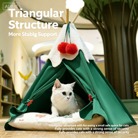 Lit pour animaux de compagnie semi-fermé, tente de Noël pour chats et chiens, tissu épais, nid de sommeil luxueux, fabrication directe d'usine