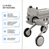 Robot quadrupède L1-W EDU sur roues, carte 100TOPS, LiDAR SLAM 3500W pour la recherche IA en laboratoire universitaire, développeur ZY, garantie 1 an