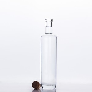 Botella de Vidrio Riva de 500 ml, 750 ml, 200 ml, 375 ml para Brandy, Vodka, Licor, Whisky, con Corcho Sintético, Forma Redonda y Alta - Product Image 1