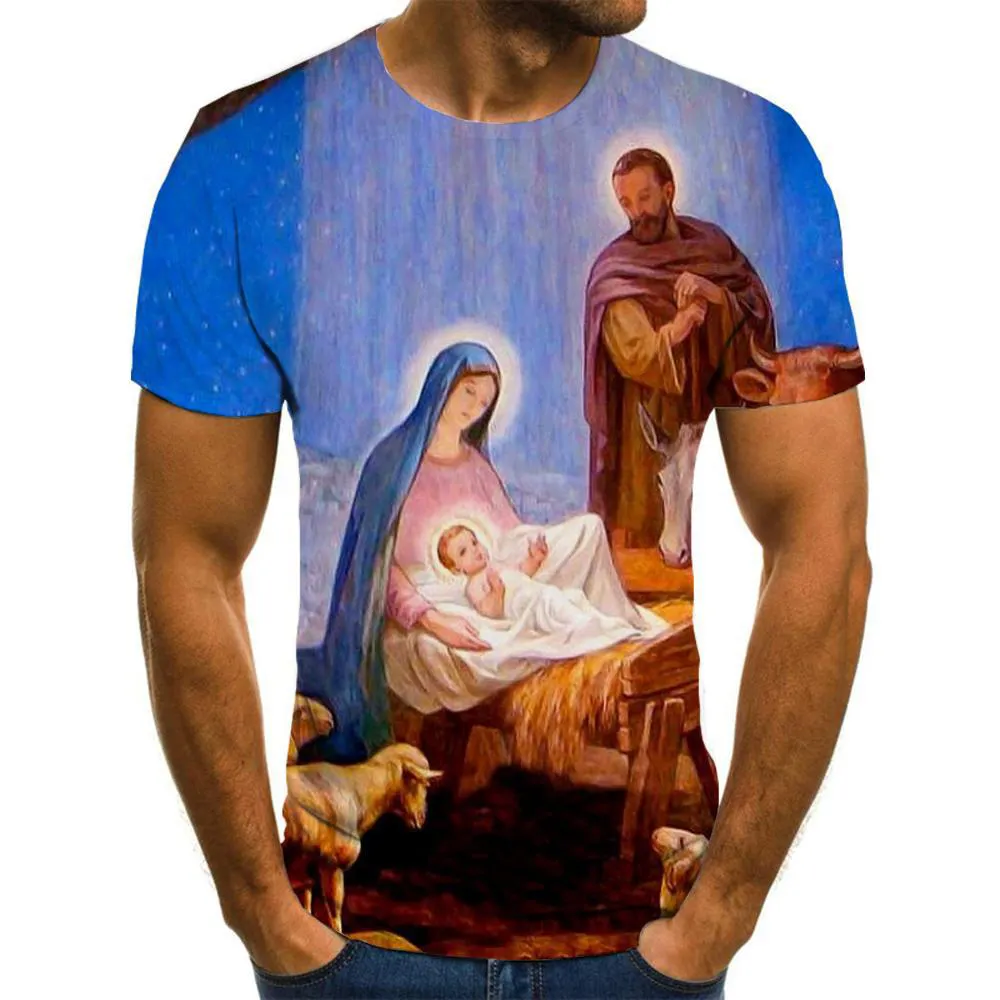 Print On Demand OEM Custom Funny Printed 3D Jesus T-shirt Unisex Tops Short Sleeve assorted T-shirts For Men Dropshipping