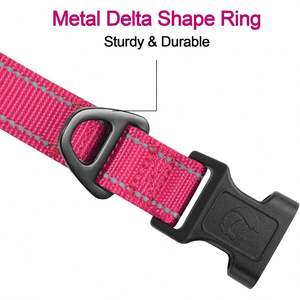 Collar de Lujo para Perros Grandes Joytale, Acolchado de Neopreno Suave, Anillo en D de Metal, Ajustable, Reflectante, Color Rosa Intenso, Talla L, para Todas las Etapas de la Vida - Product Image 6