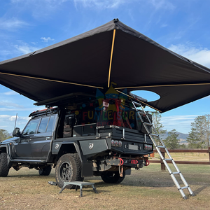 Dachzelt Leinwand Markise Plus Version mit LED-Leuchten Regens ichere Standings D-Form Autos eite Freistehende 270-Grad-Markise - Product Image 1