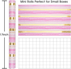 Valentines Day wedding gift <b>wrapping</b> <b>paper</b> powder gold aluminum coated horizontal stripes with back cutting lines customizable - Product Image 2