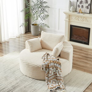 Corduroy Sponge Convertible Compression <b>Sofa</b> Set No Assembly Required Fluffy Modern Sleeper Chair for Living Room Bedroom - Product Image 5