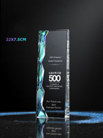 Trophée personnalisé en verre cristal avec revêtement AB arc-en-ciel et diamant
