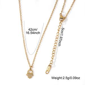 قلادة يد حمسة من Go2boho مطلية بالذهب مع سلسلة من الفولاذ المقاوم للصدأ وقلادة قلب مجوفة، مجوهرات أنيقة للنساء - Product Image 6