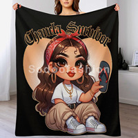 Nouvelle couverture de voyage en flanelle 2024, motif dessin animé Latino Chicana Chola, personnalisable pour avion et maison, idéale pour les fans de Chancla.