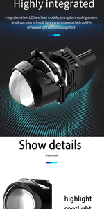 Super luminoso 11000LM <span class=keywords><strong>Bi</strong></span> LED obiettivo nuovo Design 2.5 pollici 110W G90A 6000k 6500k fari Laser abbaglianti - Product Image 6