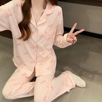 Vente en gros de vêtements d'extérieur décontractés à manches longues à rayures pour filles, ensemble de pyjama pour la maison