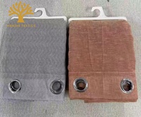 Voilages mats semi-transparents filtrant la lumière à œillets en polyester jacquard tissé, rideaux modernes prêts à poser pour fenêtre, bipartition gauche/droite