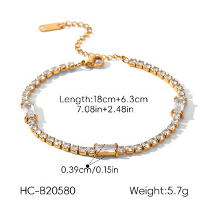 18K Gold Plated Stainless Steel Zircon <b>Bracelet</b> Anti-fade Shiny Wrist Jewelry For Women - Product Image 5