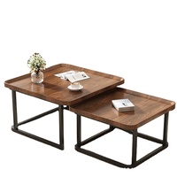 Table basse moderne à double plateau en acier et bois, idéale pour les bureaux et immeubles commerciaux – Meilleure vente