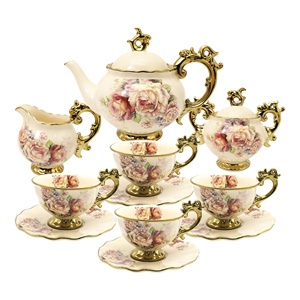 15pcs Luxury 1125ml Porcelain <b>Tea</b> & Coffee Table <b>Set</b> Top Gold Floral Vintage Ethiopian Ceramic Cup <b>Set</b> - Product Image 1