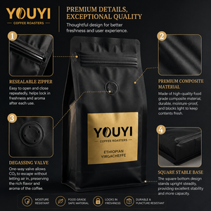 Sacs à café personnalisés en aluminium anti-humidité à fond plat, matériau laminé avec valve unidirectionnelle et fermeture éclair facile à déchirer, 250g 500g - Product Image 3