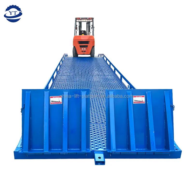 tragbarer split-typ beweglicher rampe-lift-ladeplatz mobile dock-nivellierer-container-rampe für gabelstapler