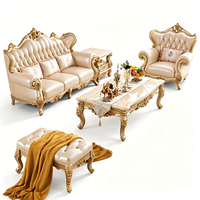 Ensemble de canapés 1-2-3 places en chêne massif de style français, amovible, pour salon de style européen, villa haut de gamme, modèle de luxe doré S1008