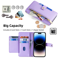 Étui portefeuille multifonctionnel en cuir pour femme et fille, compatible iPhone 17 16 15 14 Pro SE3 Max