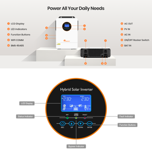 Sunboost 3.6kW 5.5KW rvs chia giai đoạn biến tần 6.2kW 8KW 10KW 48V điện biến tần 110V 120V cho năng lượng lưu trữ tích hợp máy - Product Image 3