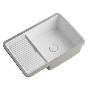 Fregadero de lavandería de poliéster con lavabo de cerámica blanca moderna, con tabla de lavado, accesorio conveniente para escurridor de baño - Product Image 1