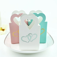 Mini boîte cadeau en forme de cœur découpée au laser pour bonbons et sachets de thé, dorée en relief, évidée, boîte à friandises