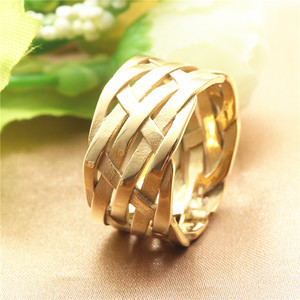 yunnique Fashion <b>Rings</b> Geometric Weaving Gold Men's Jewelry Gift - Product Image 2