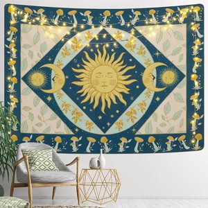 Tapiz Decorativo con Estampado Psicodélico <span class=keywords><strong>de</strong></span> Sol y Luna, Blanco y Negro, Tarot, Astrología, Brujería, Diseño Nórdico, Ecológico, <span class=keywords><strong>de</strong></span> Poliéster, para Decoración <span class=keywords><strong>de</strong></span> Habitaciones - Product Image 3