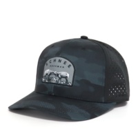 Topi Snapback Premium 6 Panel Custom Grosir dengan Lubang Laser Cut, Patch Logo, Cetak Sublimasi, Motif Camo untuk Berburu dan Memancing di Luar Ruangan