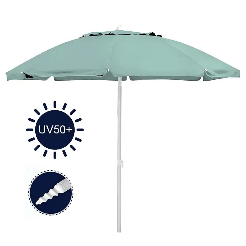 Sombrilla portátil con logotipo personalizado de arco de 7 pies, toldo ventilado de inclinación ajustable, sombrillas de playa resistentes al viento, protección UV para exteriores
