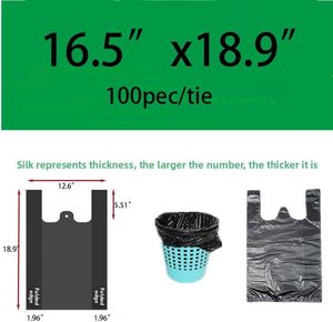 Bolsa de Basura Doméstica de Plástico HDPE Negra Reciclable a Precio de Fábrica / Bolsas de Basura con Asas Tipo Camiseta Impresas en Flexografía - Product Image 3
