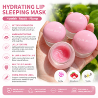 Masque de nuit pour les lèvres à étiquette privée, texture gelée, plusieurs senteurs, soin des lèvres, végan, hydratant en profondeur, masque nourrissant pour les lèvres