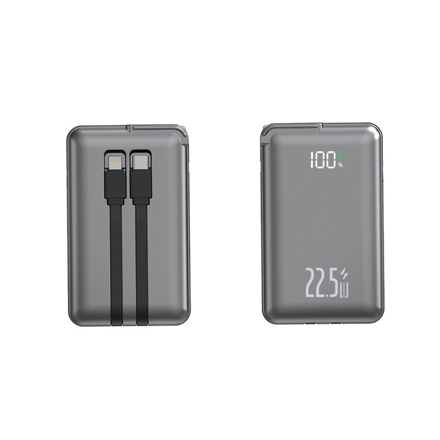 20000mA Large Capacity Power Bank PD22.5W Super Fast Charging Built-in Cables iPhone Portable Charger Ultra Slim Plug Holder