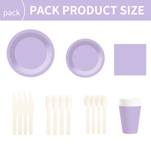 DAMAI - Juego de Platos de Color Sólido Personalizados, Color Morado Claro, Juego de Vajilla Desechable de Papel, Platos, Vasos y Servilletas para Niños, Juego de Vajilla para Cumpleaños - Product Image 2