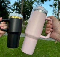 Gravure au laser 14oz poignée tasses en acier inoxydable enduit de poudre gobelets pour enfants Halloween bouteille thermique personnalisée isolée