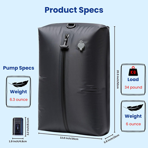 Bolsa de almacenamiento de compresión de aire sellada al vacío para ropa de nailon ligero impermeable IPX8, 28L, negra, grande, para viajes, <span class=keywords><strong>Camping</strong></span> con bomba - Product Image 5