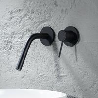 Robinet de lavabo encastré tout en cuivre brossé or, robinet mural pour eau chaude et froide, robinet mural pré-encastré extensible