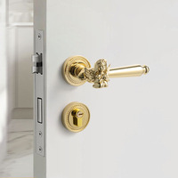 Serrure de porte à deux volets de conception française de luxe légère, inspirée des anges, finition dorée, fermeture magnétique silencieuse, chambre à coucher, hôtel, appartement