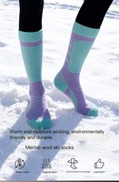Chaussettes de ski antidérapantes, bas de compression, 30,5% coton, laine mérinos, chaussettes de ski professionnelles pour activités de plein air